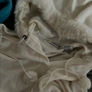 Energie Cream Hoodie with Faux Fur Trim
